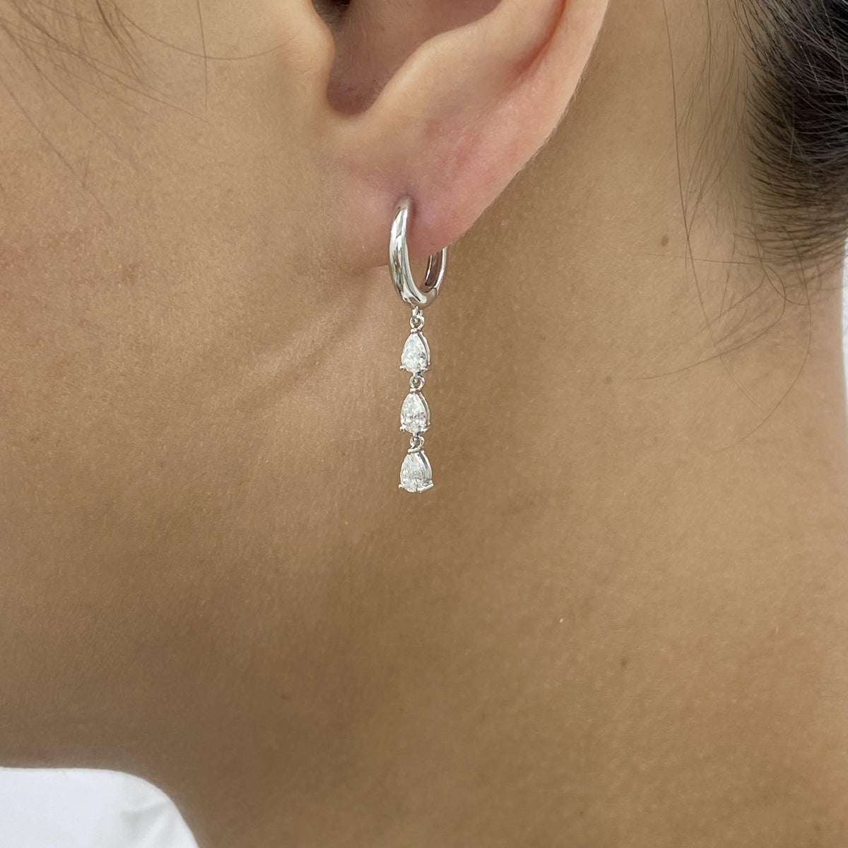 Cameron 0.6 Pear Lab-Grown Diamond Drop, Hoop Earrings