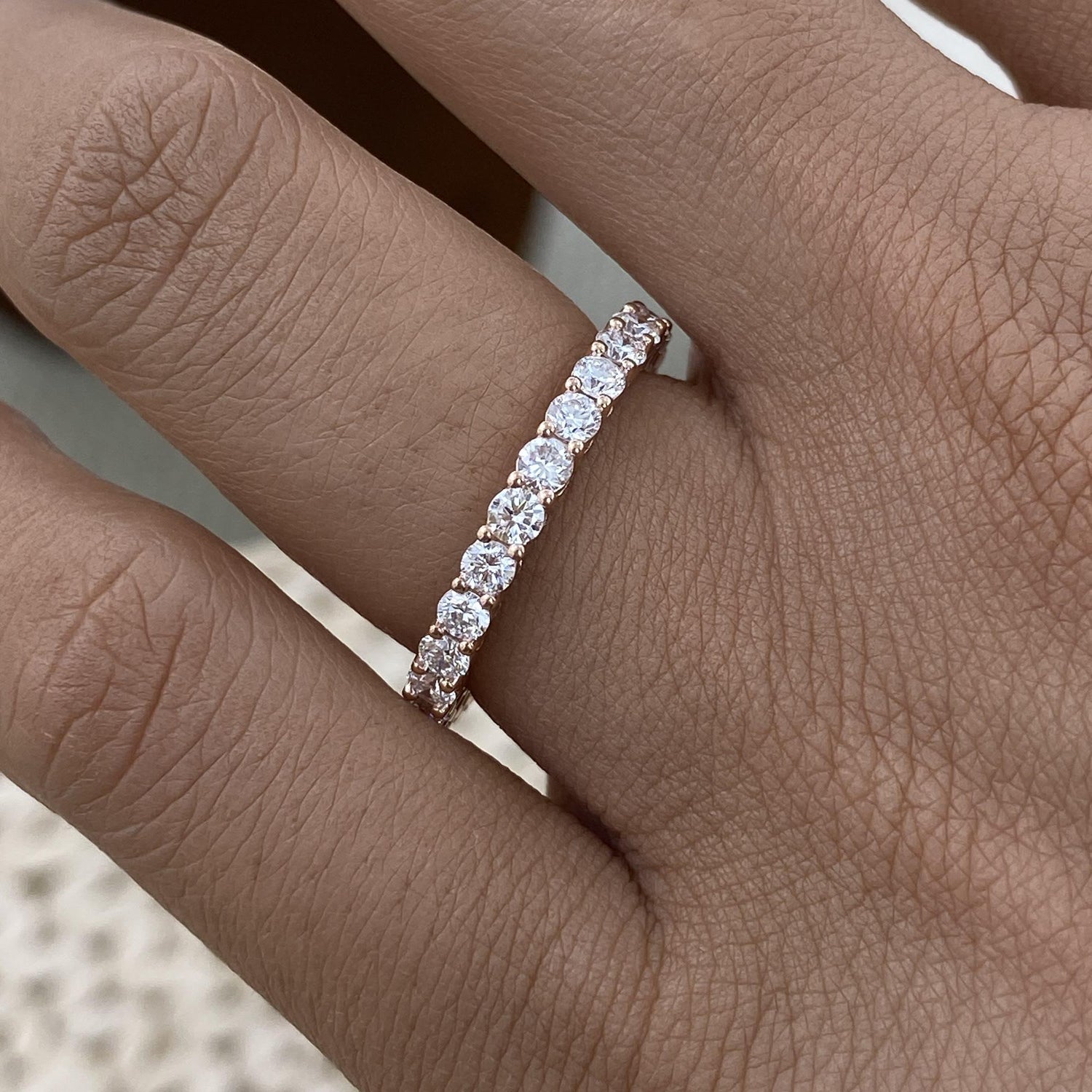 Irene 1.3 Round Lab-Grown Diamond Eternity, Side Stone Ring