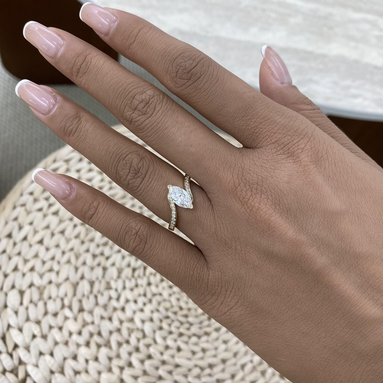 Juliana 1.2 Marquise,Round Lab-Grown Diamond Side Stone, Special Ring