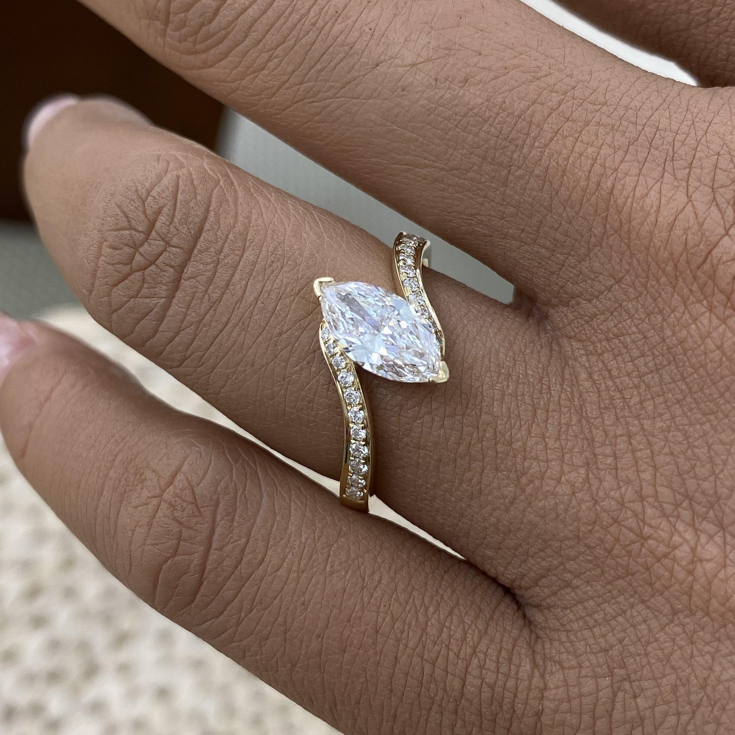 Juliana 1.2 Marquise,Round Lab-Grown Diamond Side Stone, Special Ring