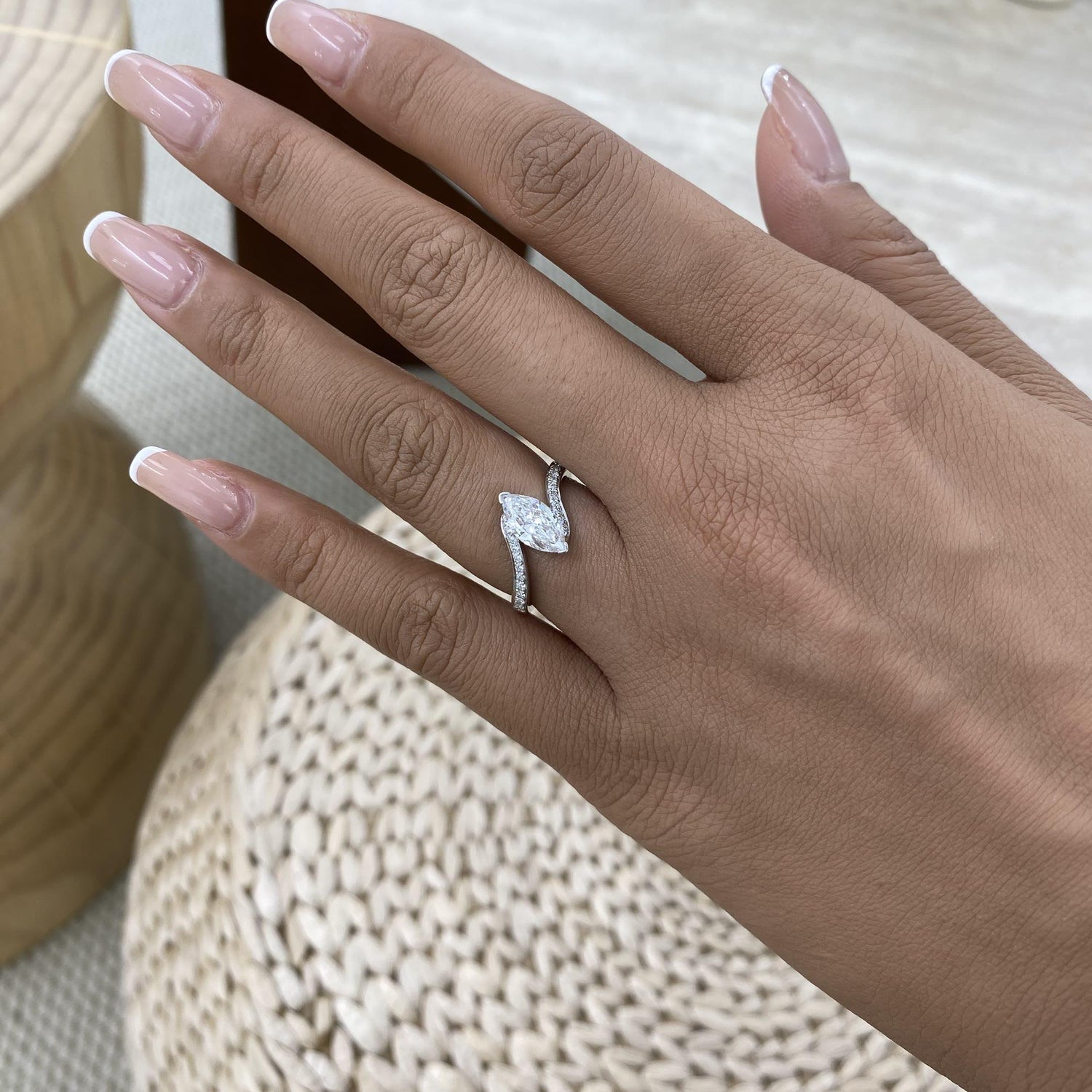 Juliana 1.1 Marquise,Round Lab-Grown Diamond Side Stone, Special Ring