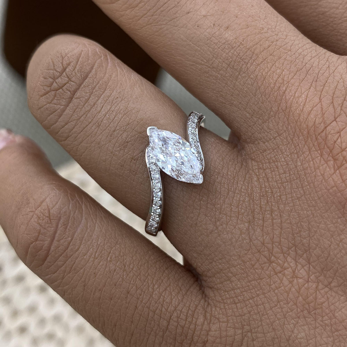 Juliana 1.1 Marquise,Round Lab-Grown Diamond Side Stone, Special Ring