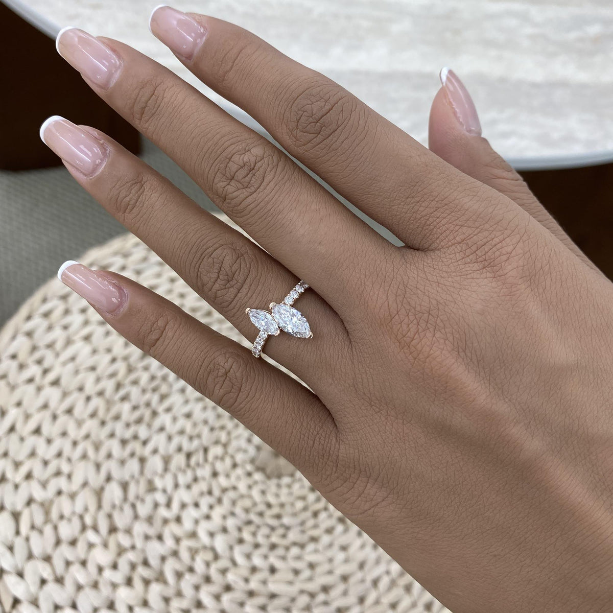 Juliet 1.5 Marquise,Round Lab-Grown Diamond Side Stone, Special Ring