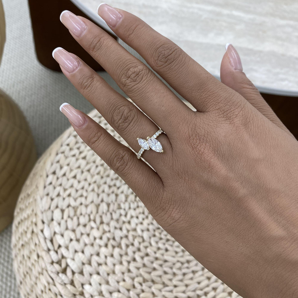 Juliet 1.5 Marquise,Round Lab-Grown Diamond Side Stone, Special Ring