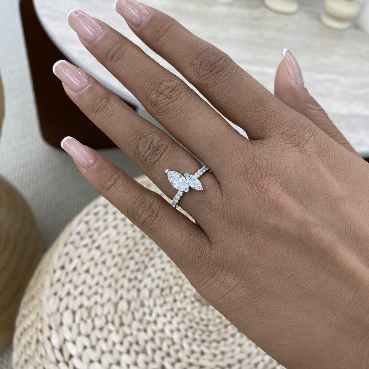 Juliet 1.4 Marquise,Round Lab-Grown Diamond Side Stone, Special Ring