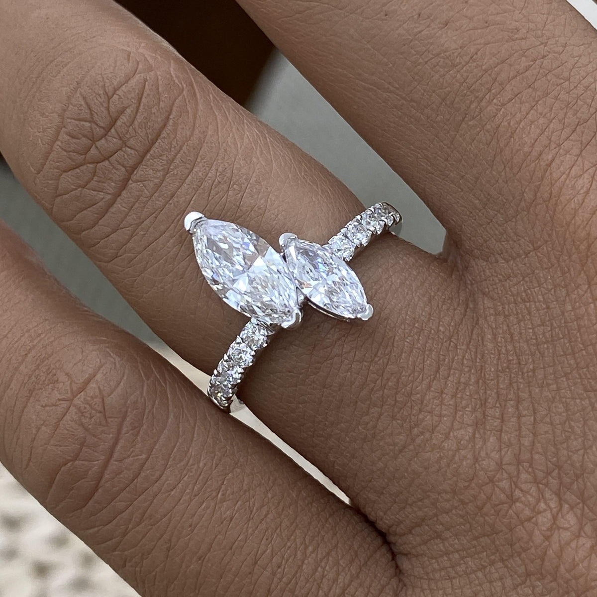 Juliet 1.4 Marquise,Round Lab-Grown Diamond Side Stone, Special Ring