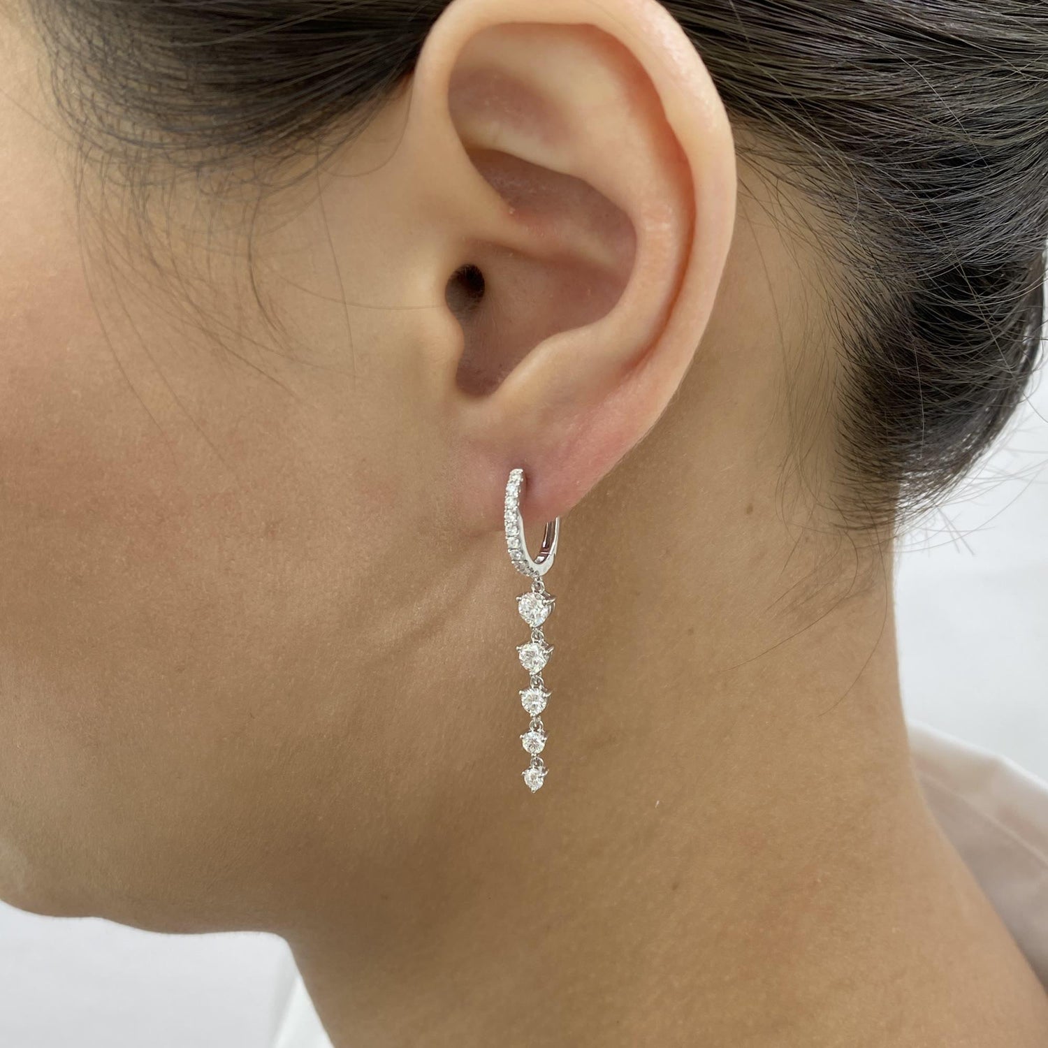 Amara 1.3 Round Lab-Grown Diamond Hoop, Drop Earrings