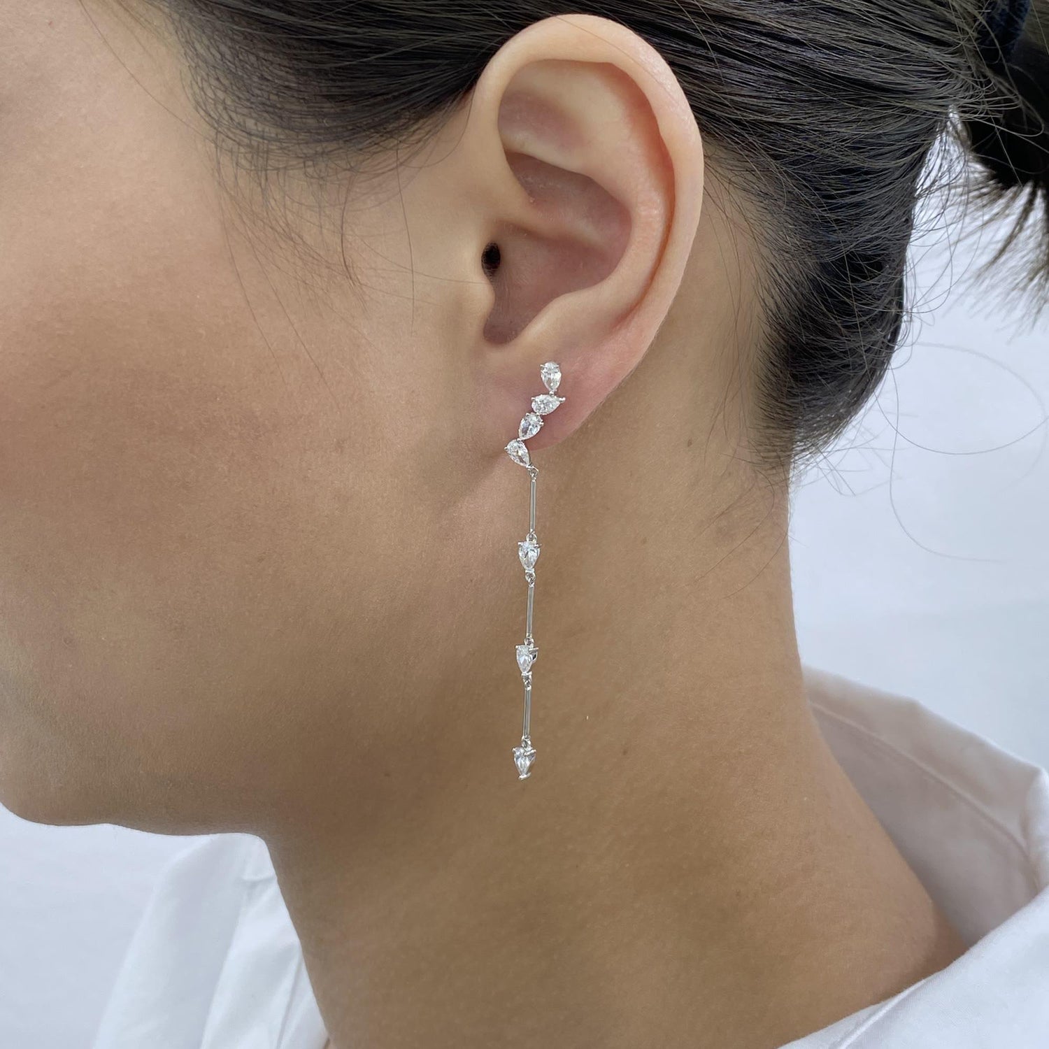 Annabelle 1.7 Pear Lab-Grown Diamond Drop, Cluster Earrings