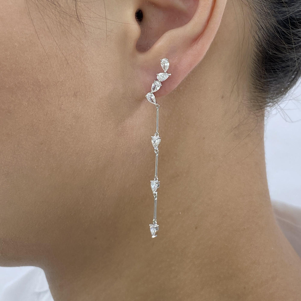 Annabelle 1.7 Pear Lab-Grown Diamond Drop, Cluster Earrings