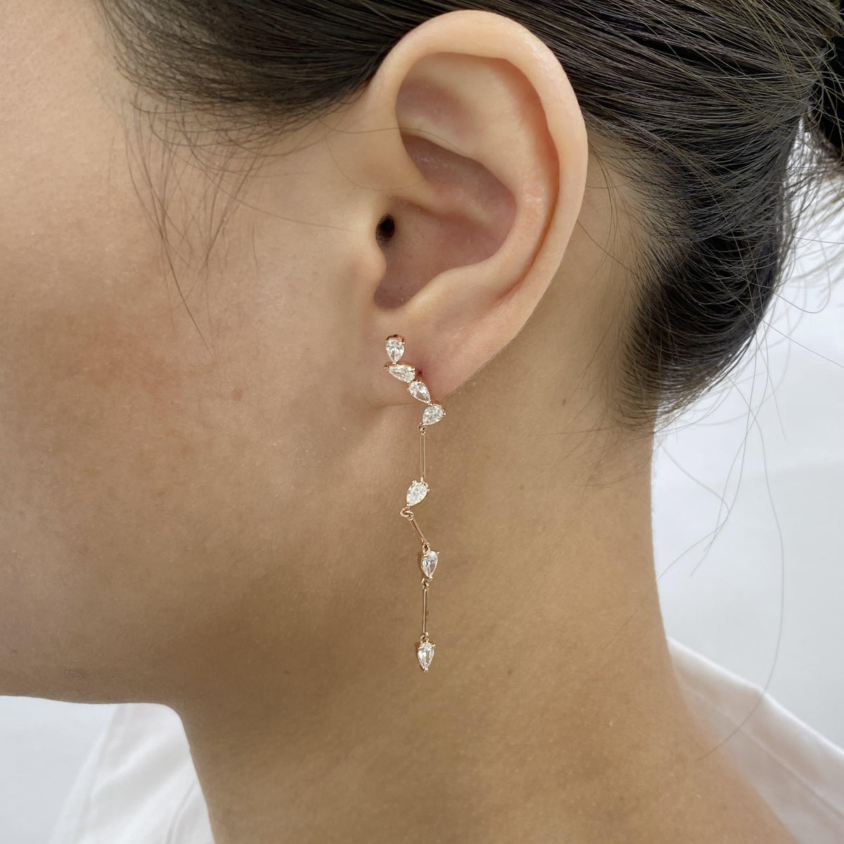 Annabelle 1.7 Pear Lab-Grown Diamond Drop, Cluster Earrings