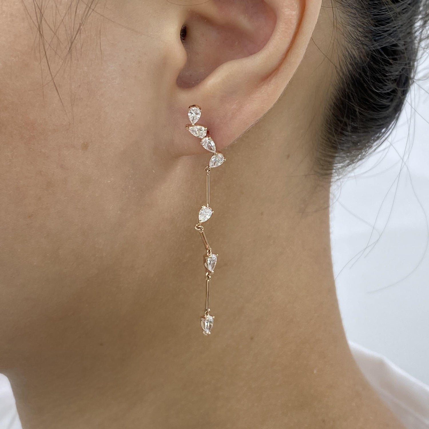 Annabelle 1.7 Pear Lab-Grown Diamond Drop, Cluster Earrings