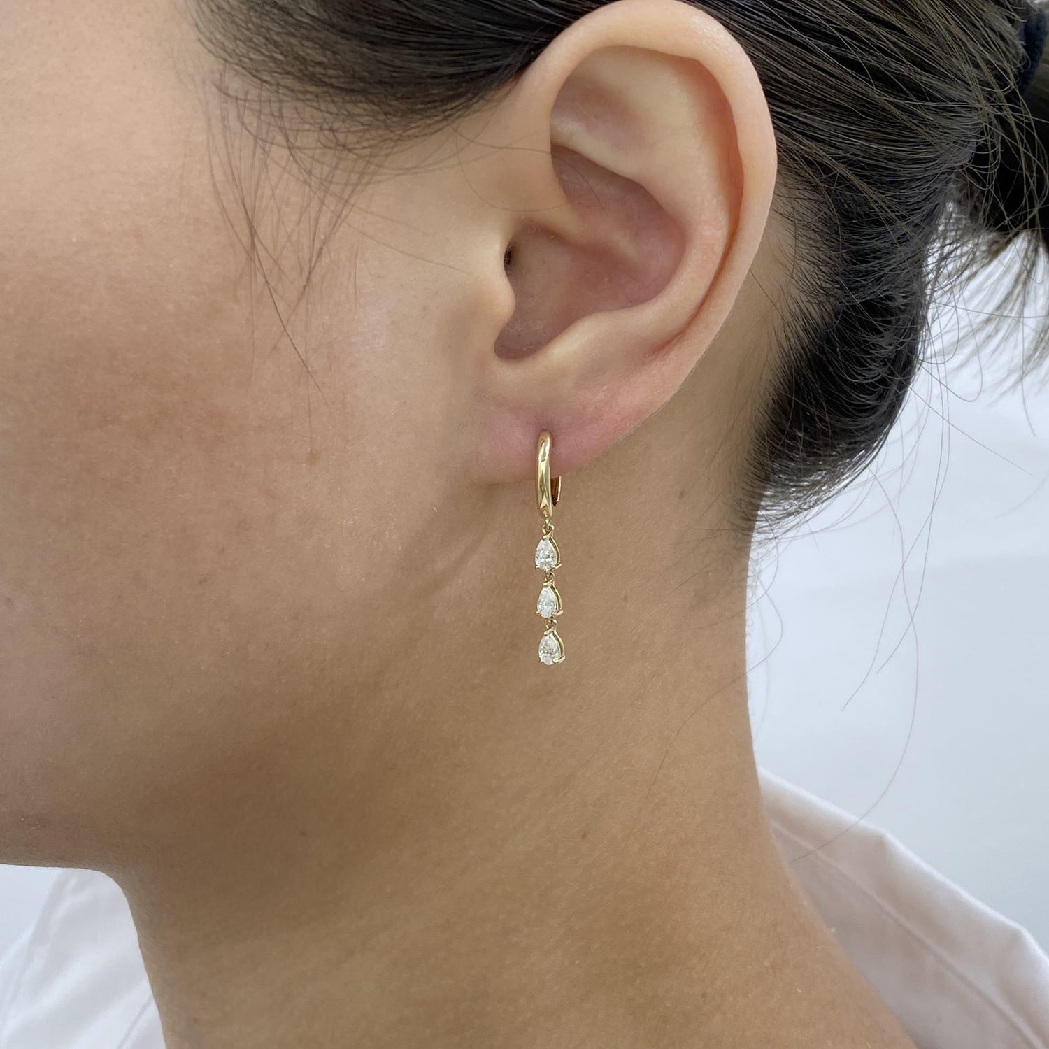 Cameron 0.6 Pear Lab-Grown Diamond Drop, Hoop Earrings