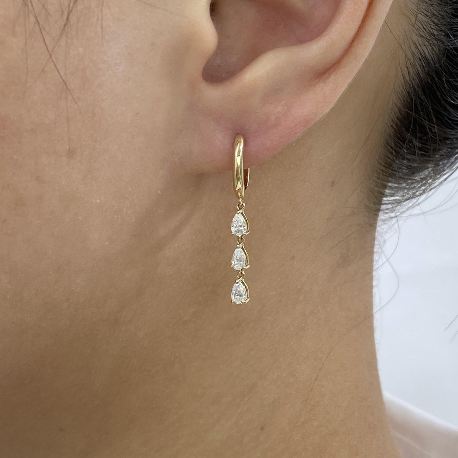 Cameron 0.6 Pear Lab-Grown Diamond Drop, Hoop Earrings
