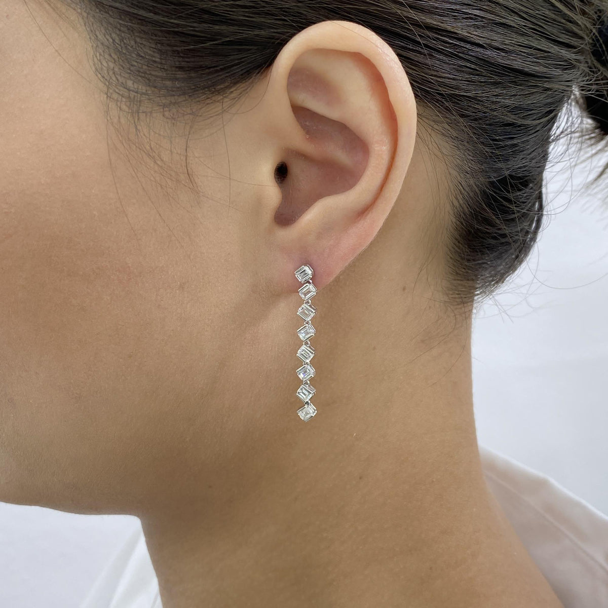 Avery 2.2 Emerald Lab-Grown Diamond Drop, Chain Earrings