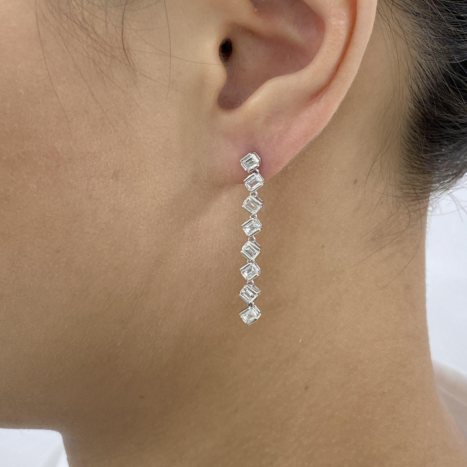 Avery 2.2 Emerald Lab-Grown Diamond Drop, Chain Earrings