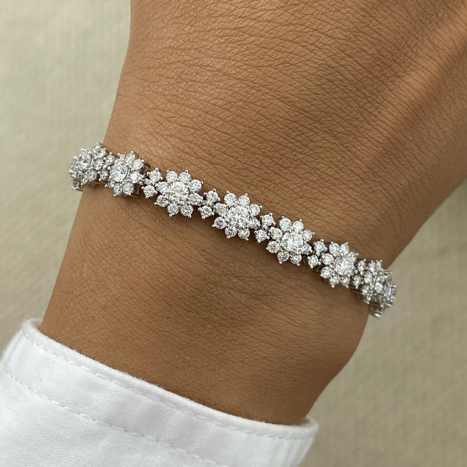 Melissa 3.7 Round Lab-Grown Diamond Tennis, Halo Bracelet
