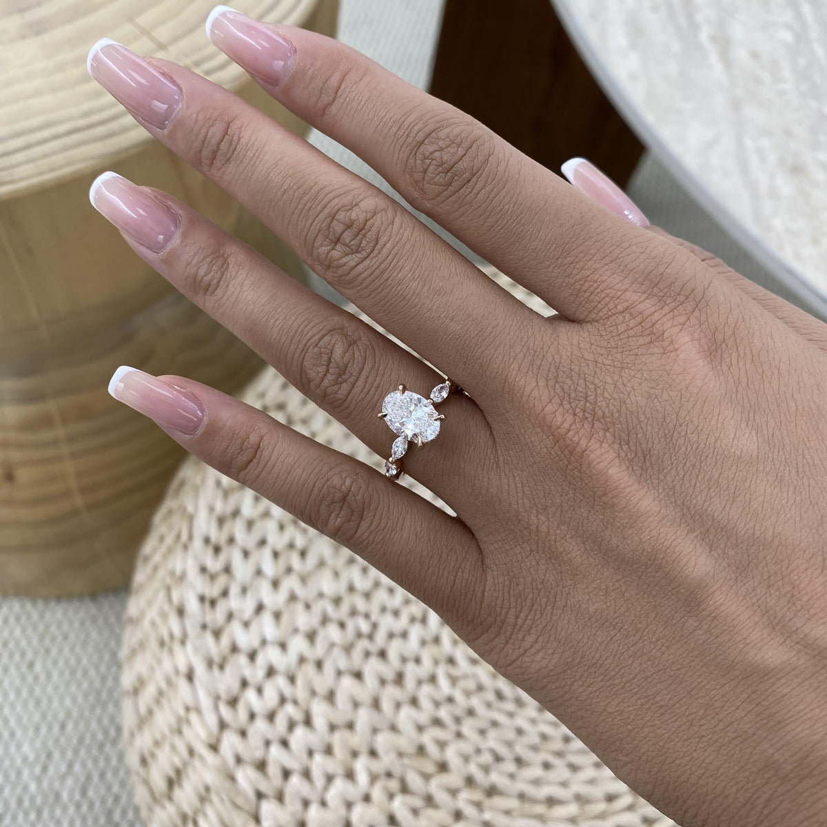 Presley 2.8 Oval Lab-Grown Diamond Side Stone Ring