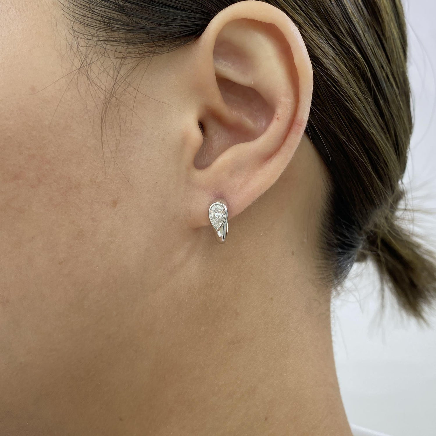 Camila 0.7 Pear Lab-Grown Diamond Bezel, Hoop Earrings
