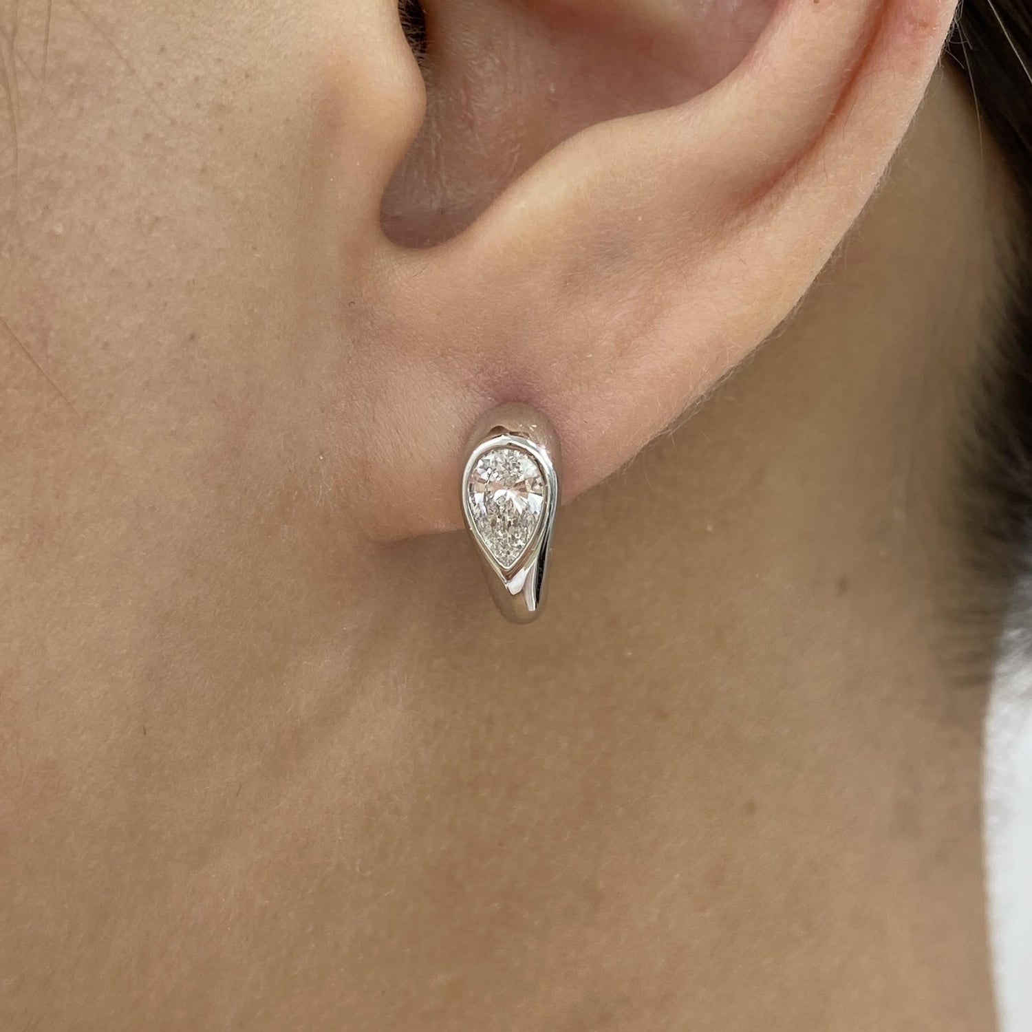 Camila 0.7 Pear Lab-Grown Diamond Bezel, Hoop Earrings