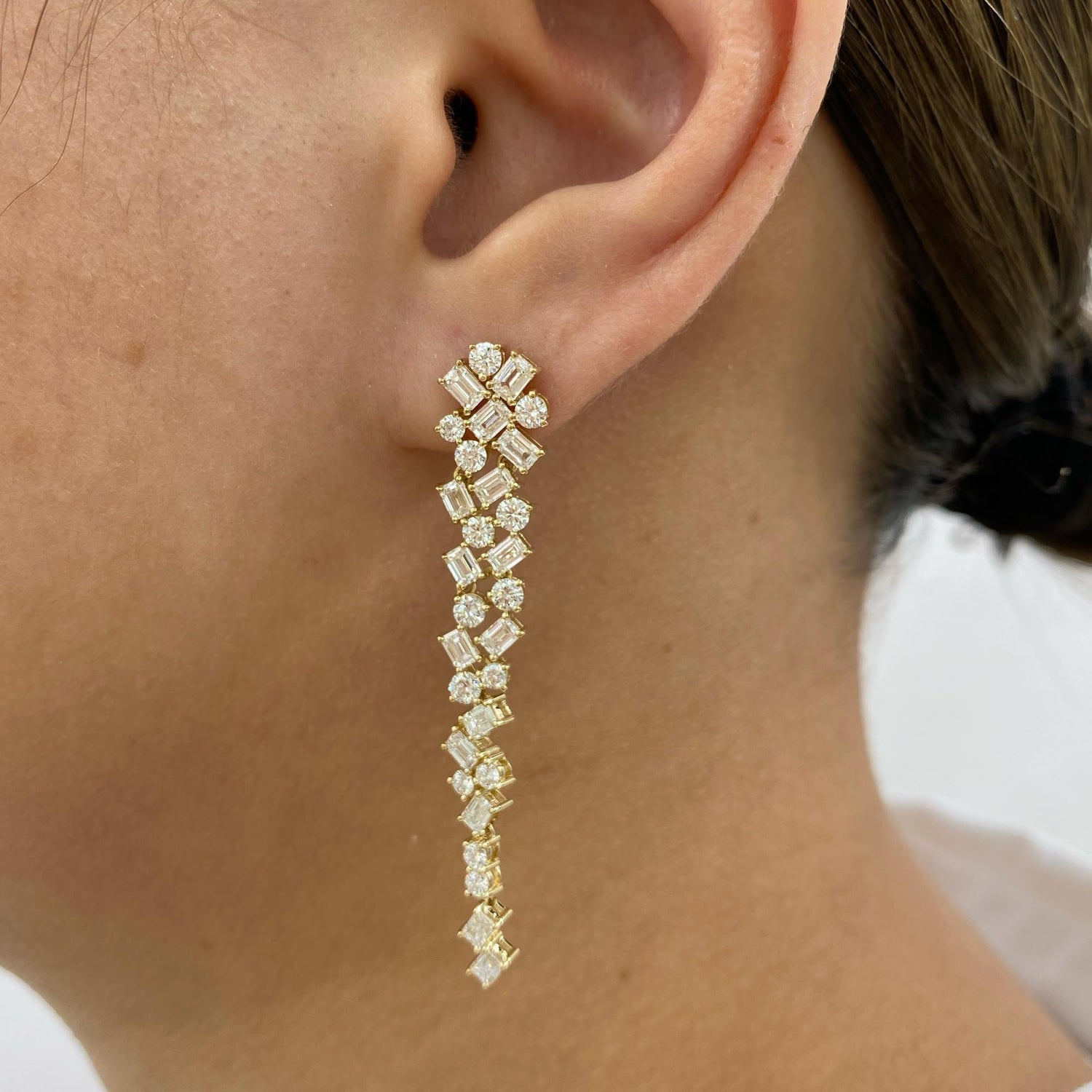 Esme 4.7 Round,Emerald Lab-Grown Diamond Bouquet, Drop Earrings