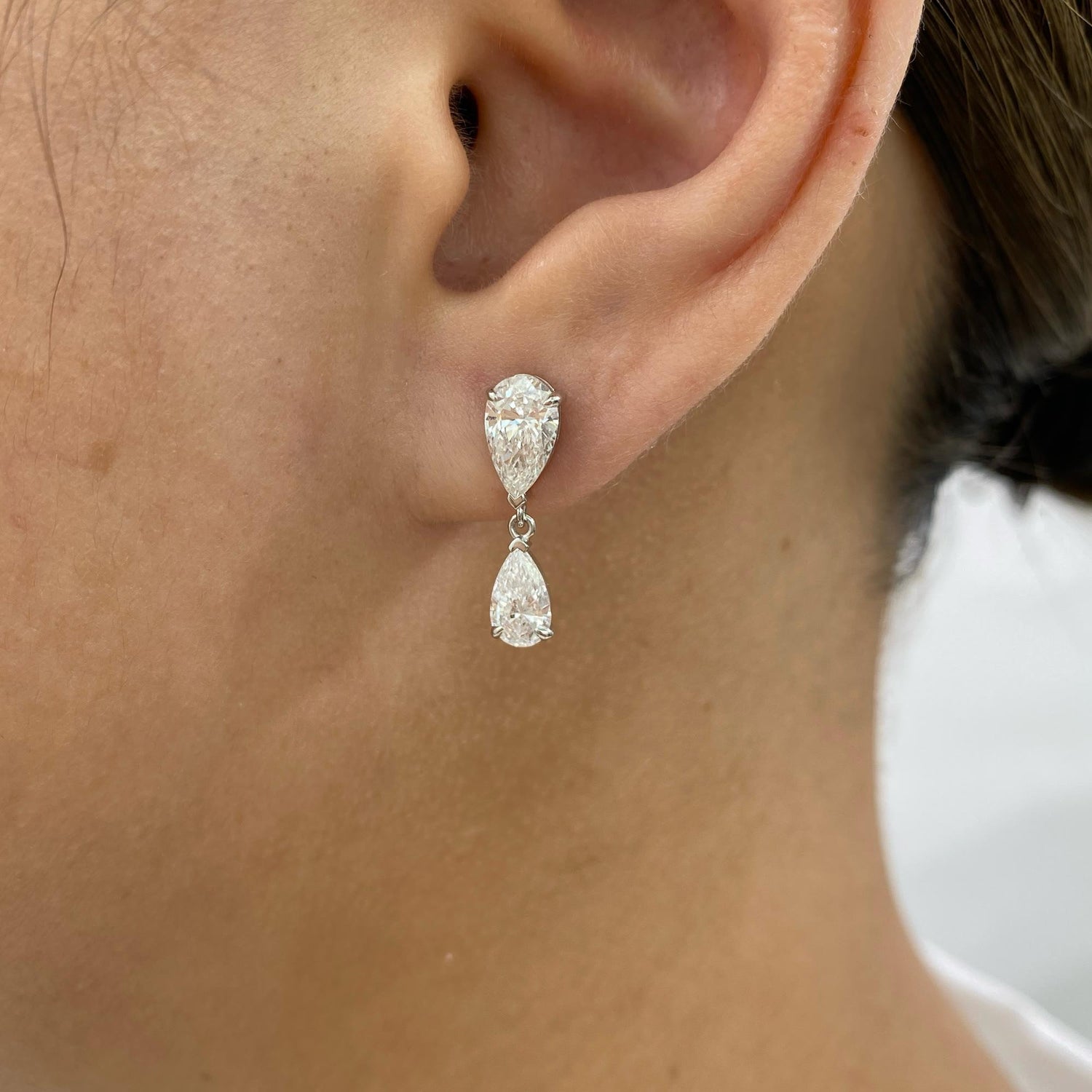 Genevieve 2.4 Pear Lab-Grown Diamond Drop, Dangle Earrings