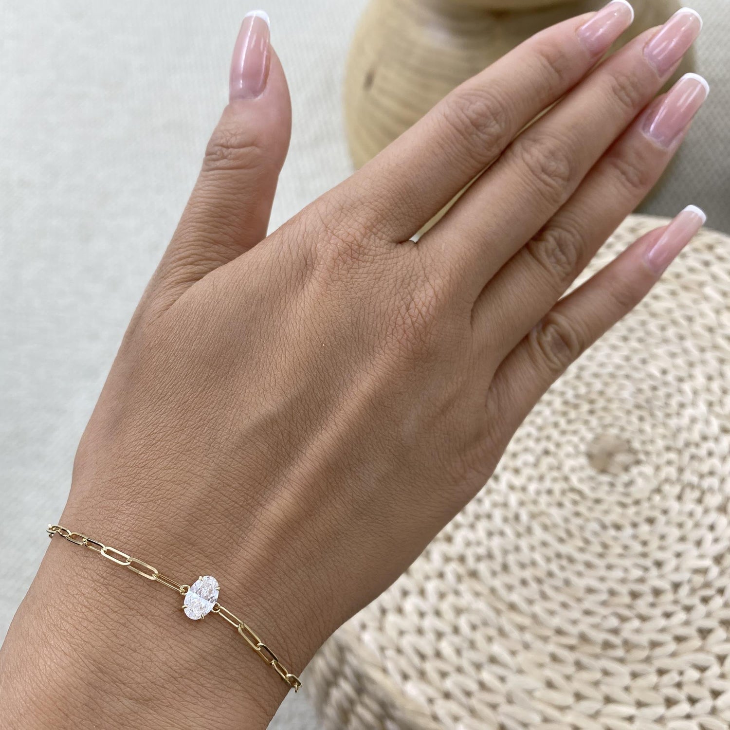 Diana 0.8 Oval Lab-Grown Diamond Solitaire, Chain Bracelet