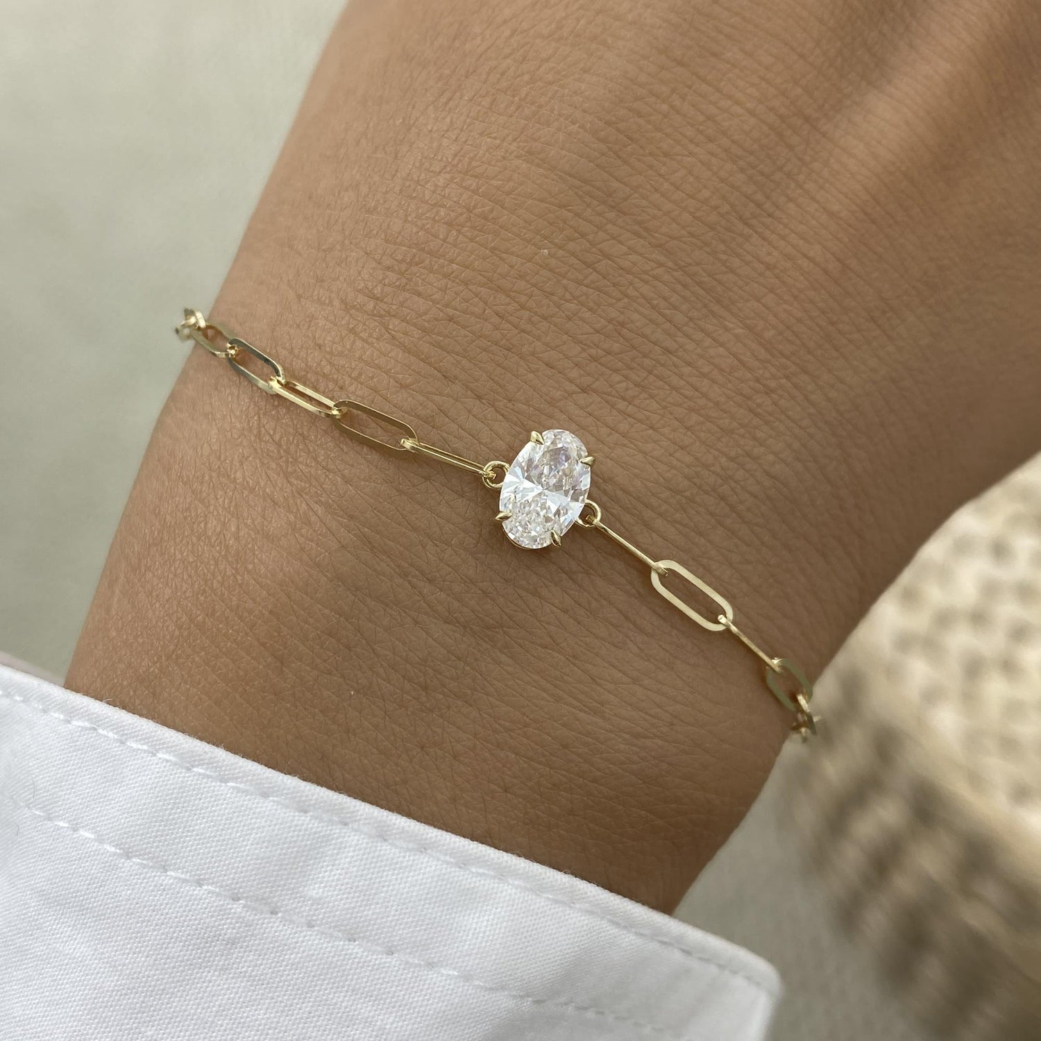Diana 0.8 Oval Lab-Grown Diamond Solitaire, Chain Bracelet