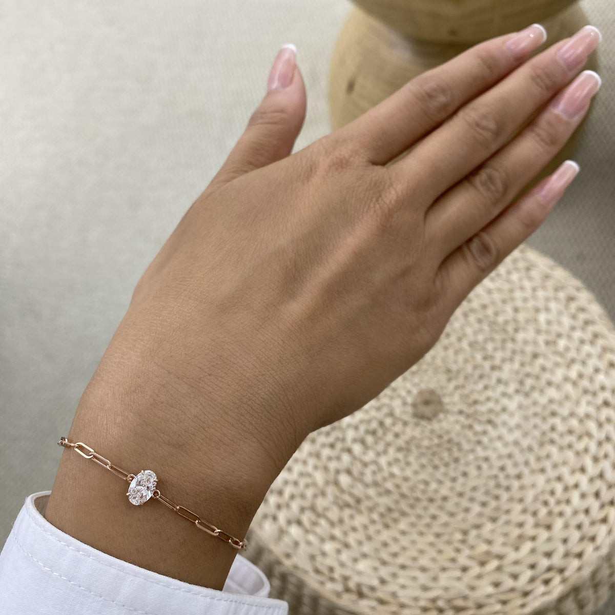 Diana 0.8 Oval Lab-Grown Diamond Solitaire, Chain Bracelet