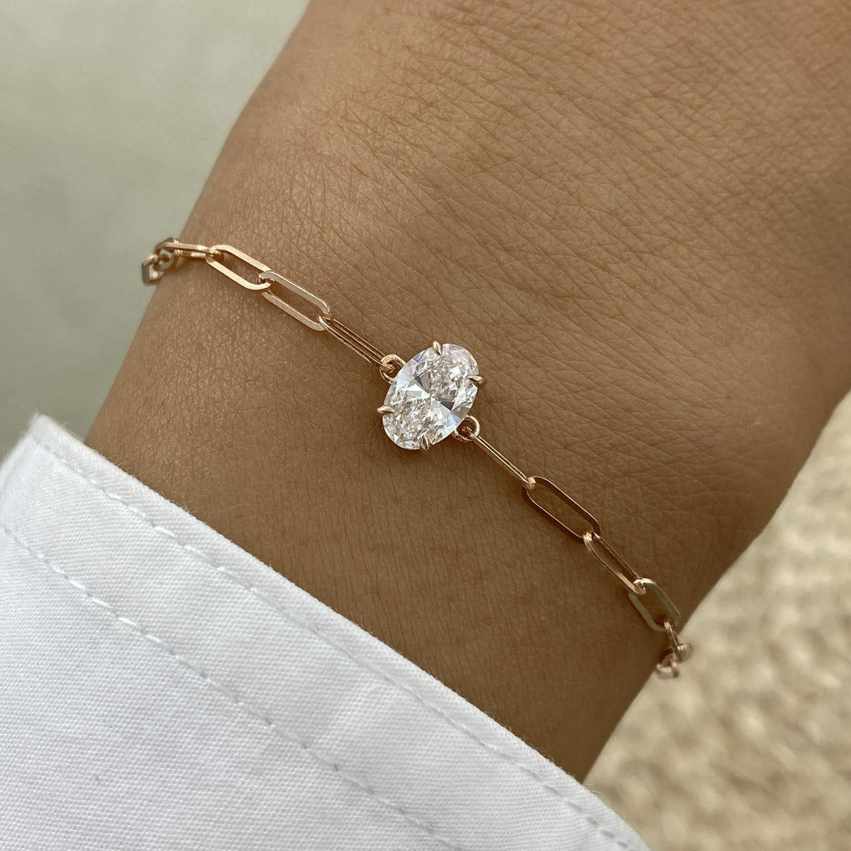 Diana 0.8 Oval Lab-Grown Diamond Solitaire, Chain Bracelet