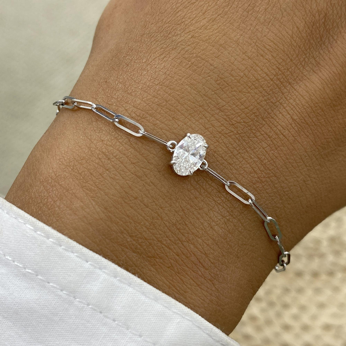 Diana 0.8 Oval Lab-Grown Diamond Solitaire, Chain Bracelet