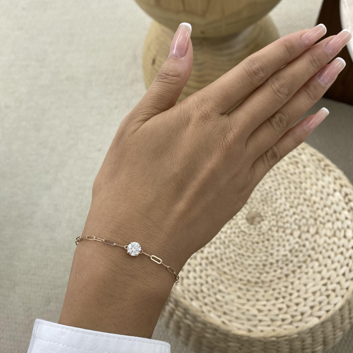 Diana 0.9 Round Lab-Grown Diamond Solitaire, Chain Bracelet