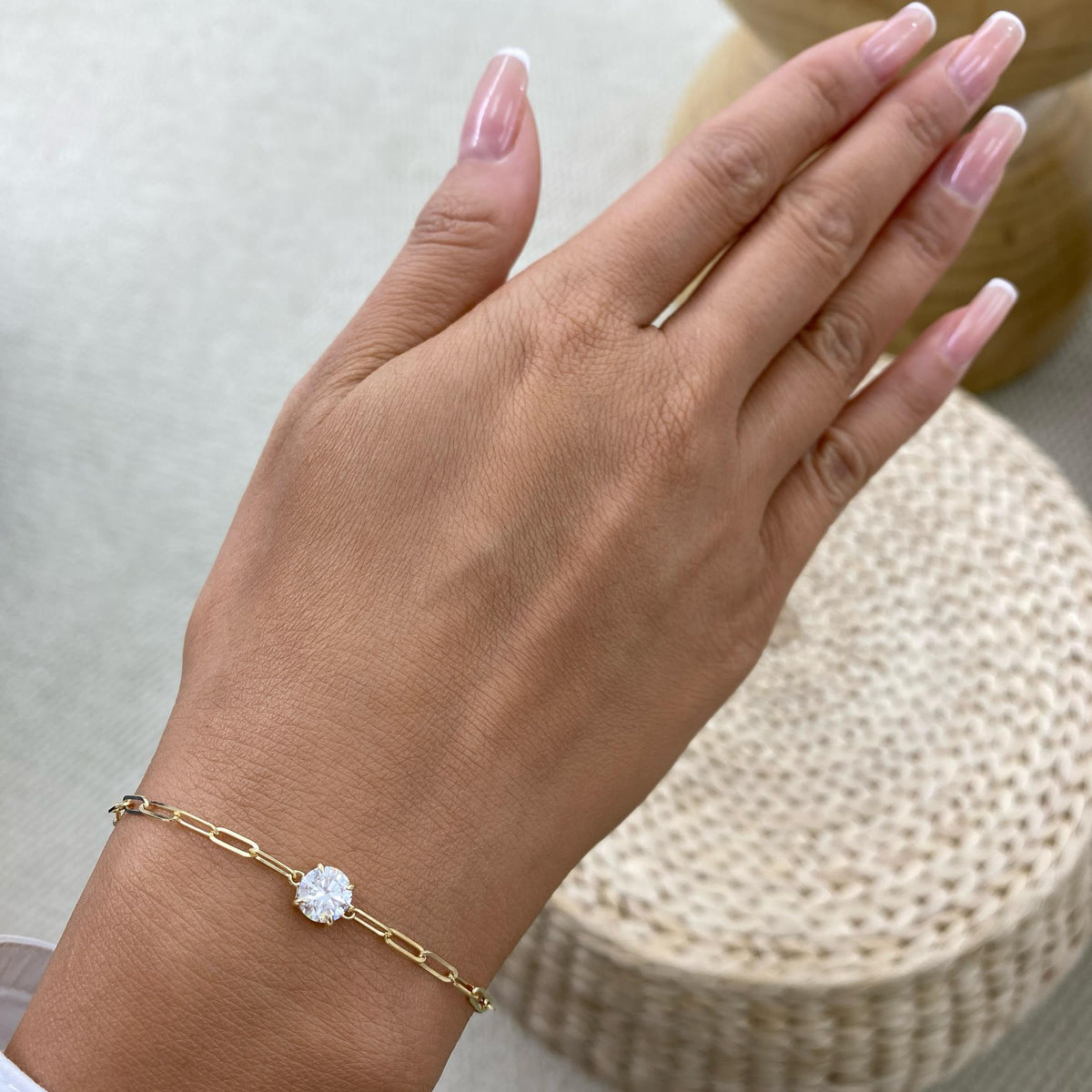Diana 0.9 Round Lab-Grown Diamond Solitaire, Chain Bracelet