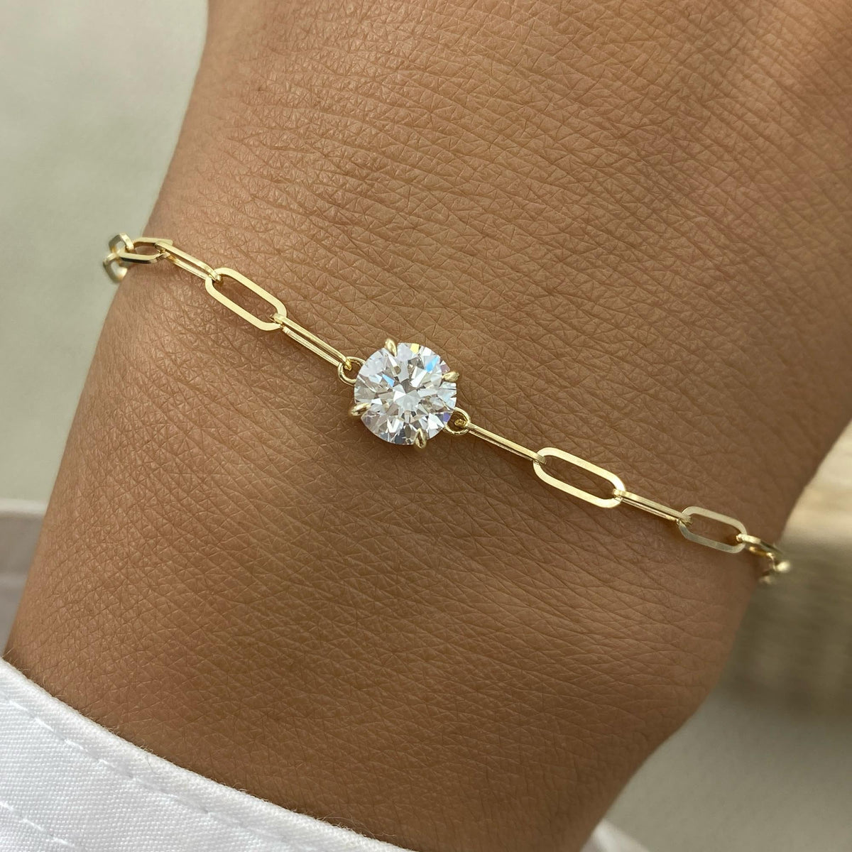 Diana 0.9 Round Lab-Grown Diamond Solitaire, Chain Bracelet