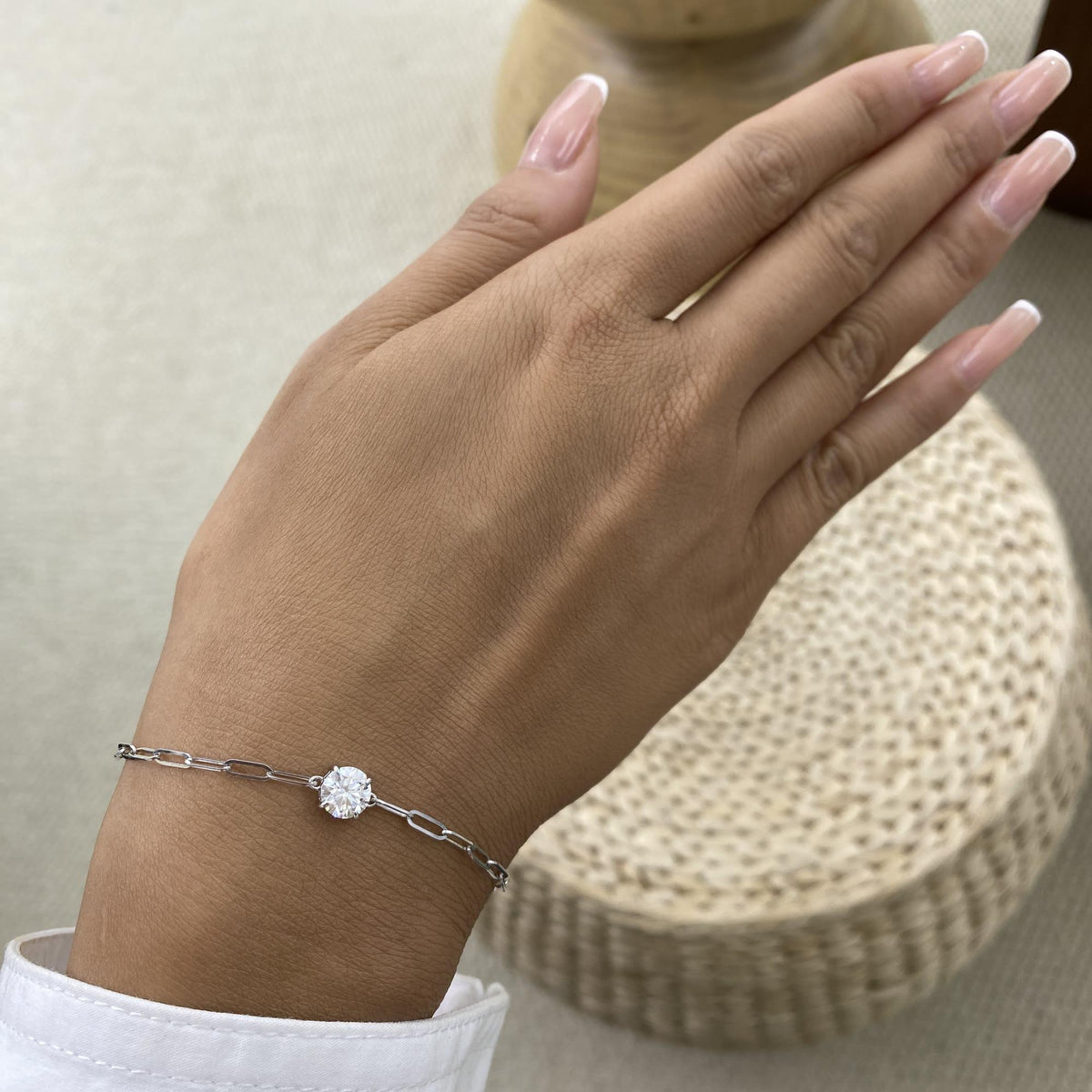 Diana 0.9 Round Lab-Grown Diamond Solitaire, Chain Bracelet
