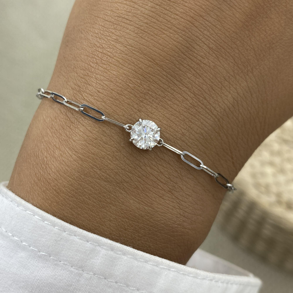 Diana 0.9 Round Lab-Grown Diamond Solitaire, Chain Bracelet