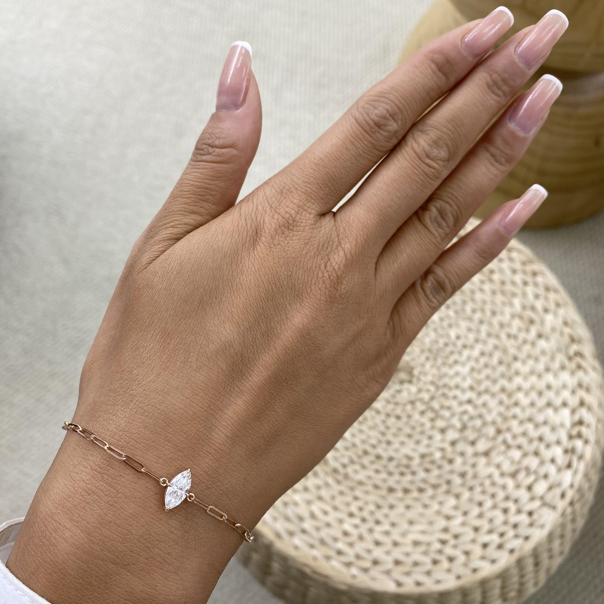Diana 0.9 Marquise Lab-Grown Diamond Solitaire, Chain Bracelet