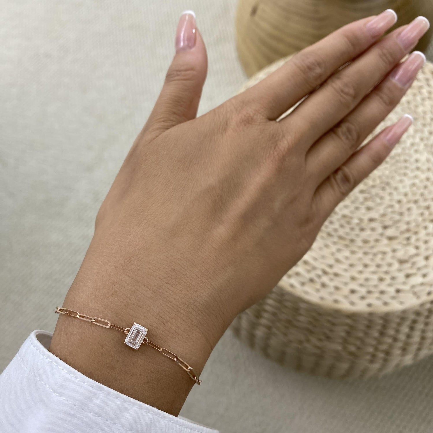 Diana 1 Emerald Lab-Grown Diamond Solitaire, Chain Bracelet