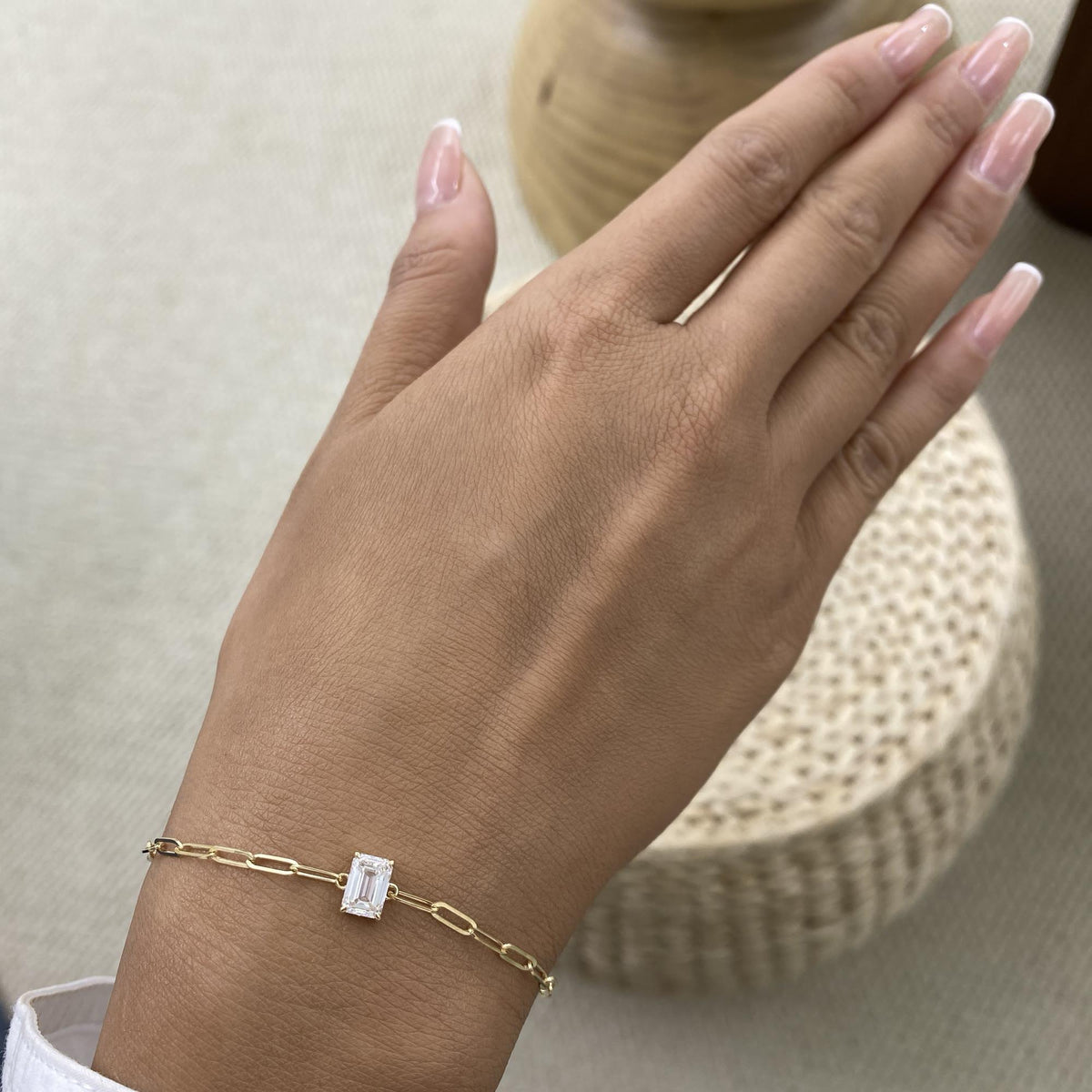 Diana 1 Emerald Lab-Grown Diamond Solitaire, Chain Bracelet