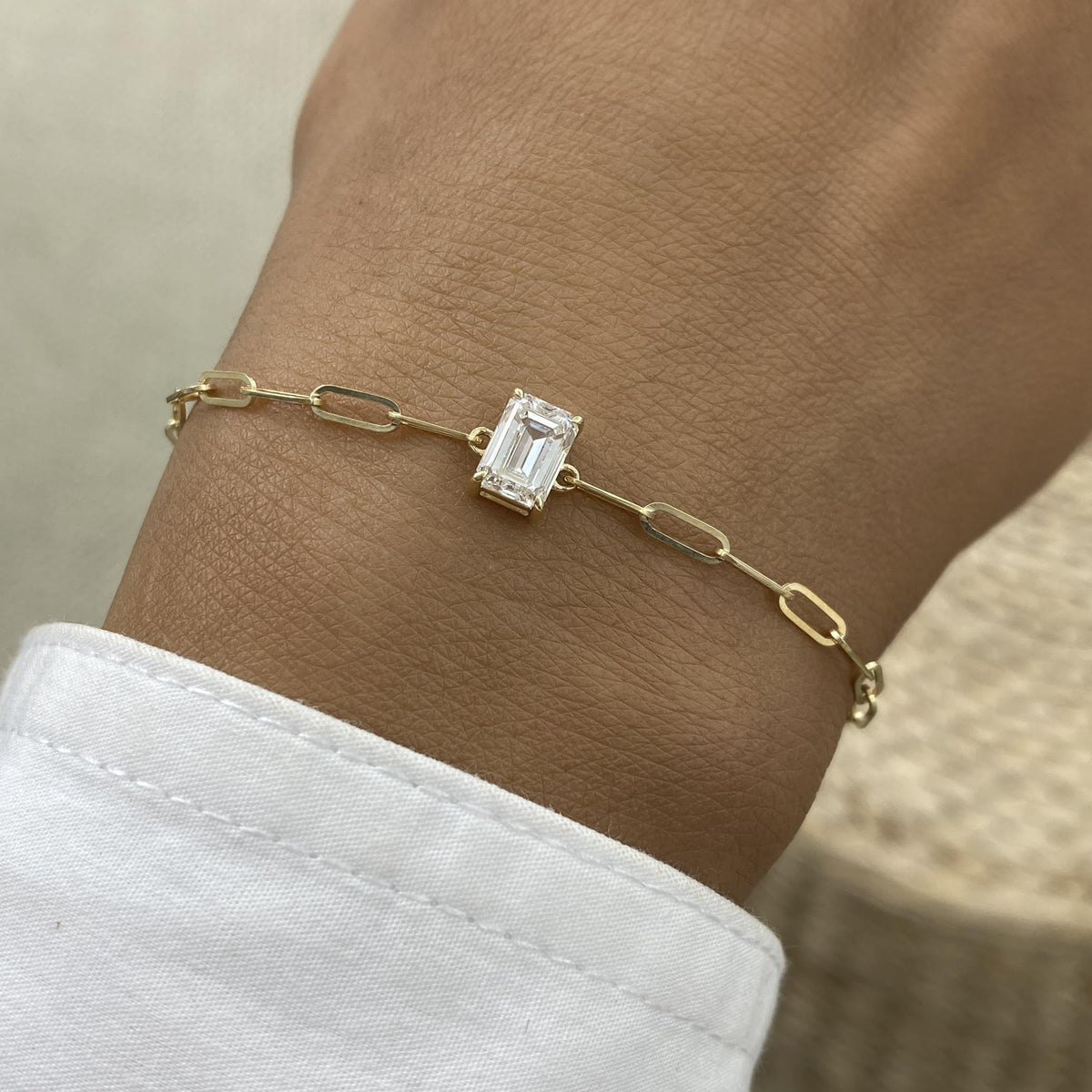Diana 1 Emerald Lab-Grown Diamond Solitaire, Chain Bracelet