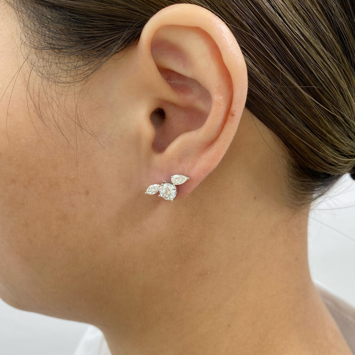 Monica 2.3 Pear,Marquise,Round Lab-Grown Diamond Studs, Bouquet Earrings