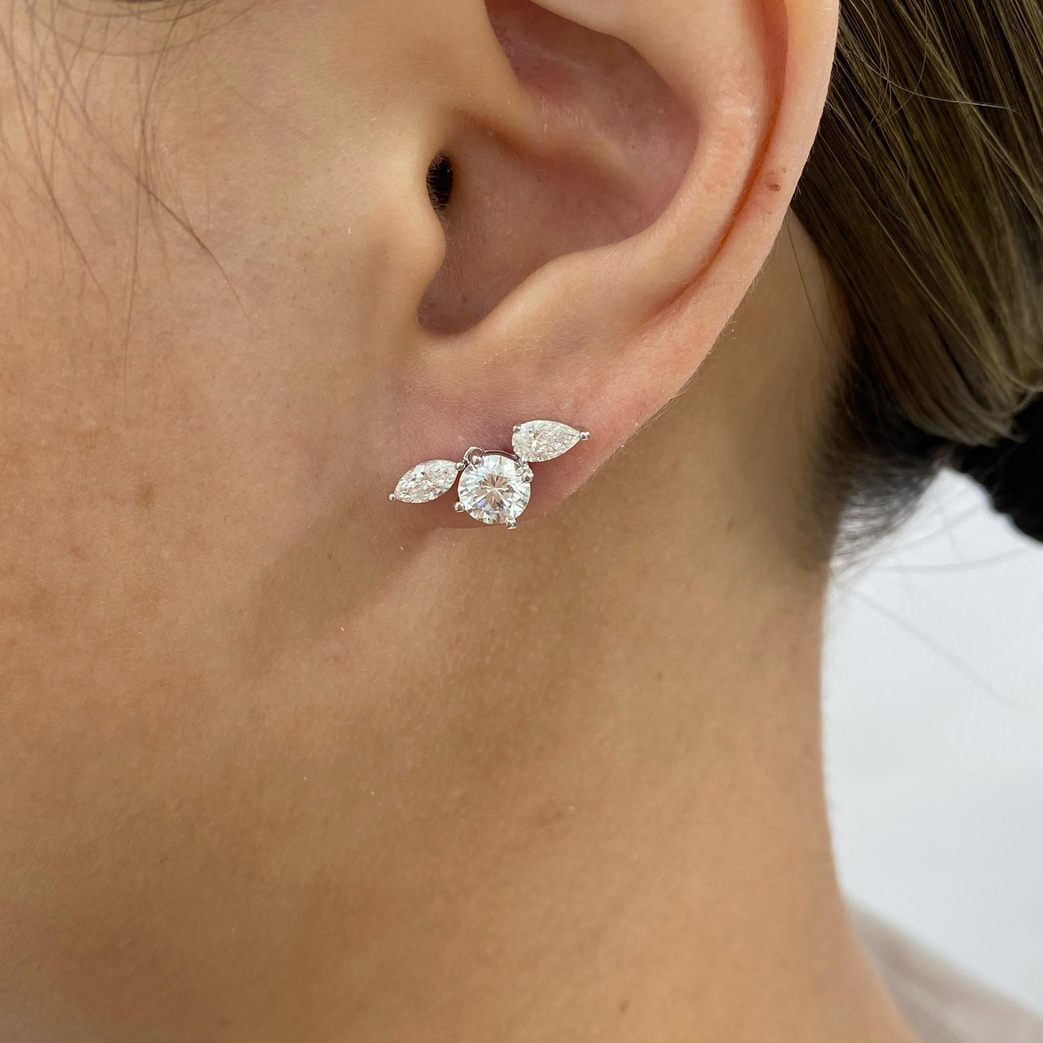 Monica 2.3 Pear,Marquise,Round Lab-Grown Diamond Studs, Bouquet Earrings