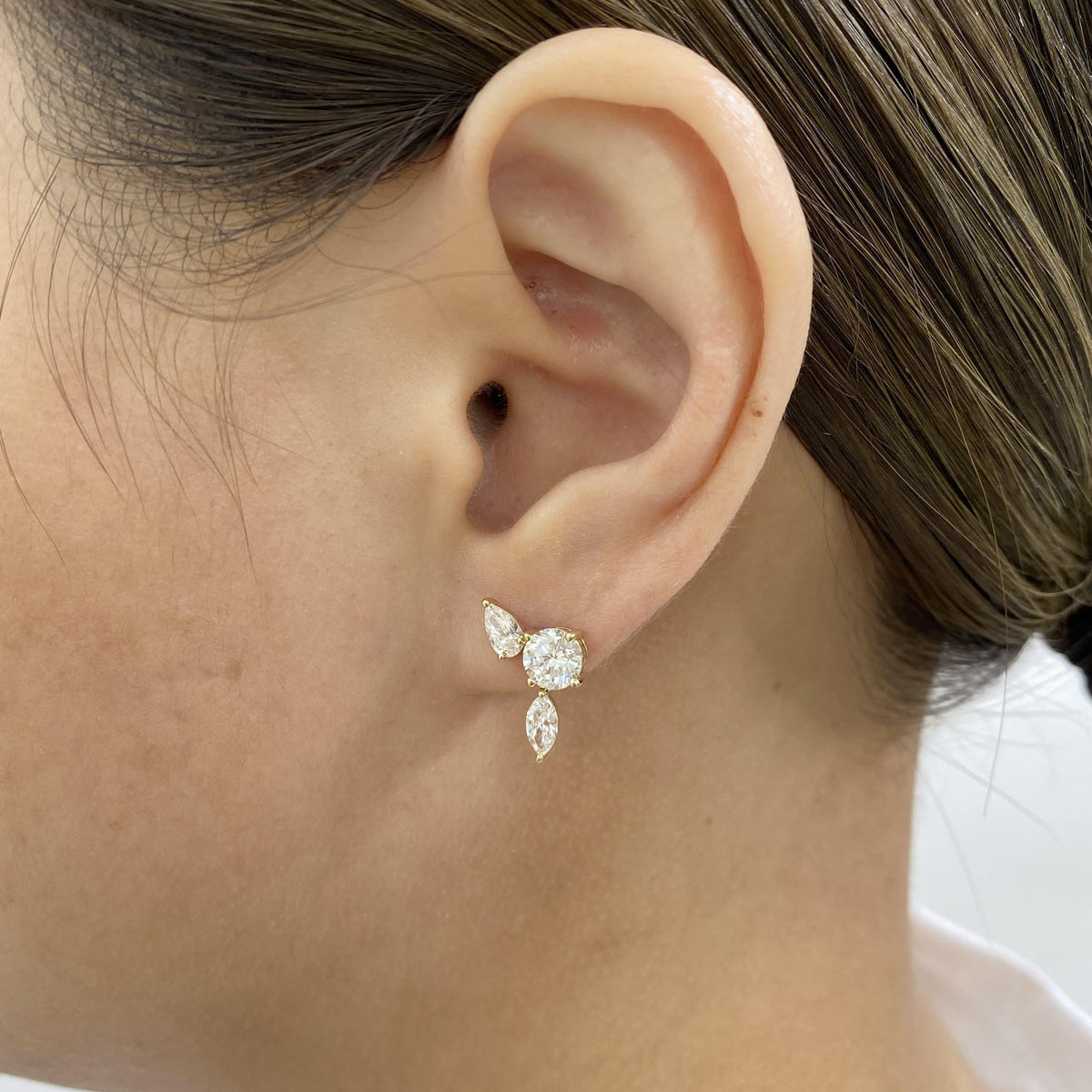 Monica 2.2 Pear,Marquise,Round Lab-Grown Diamond Studs, Bouquet Earrings