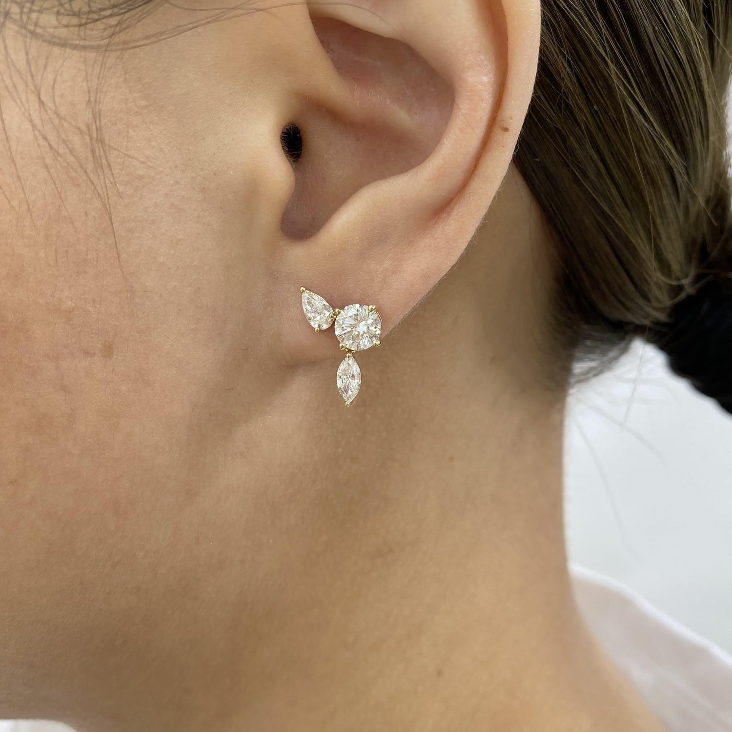 Monica 2.2 Pear,Marquise,Round Lab-Grown Diamond Studs, Bouquet Earrings