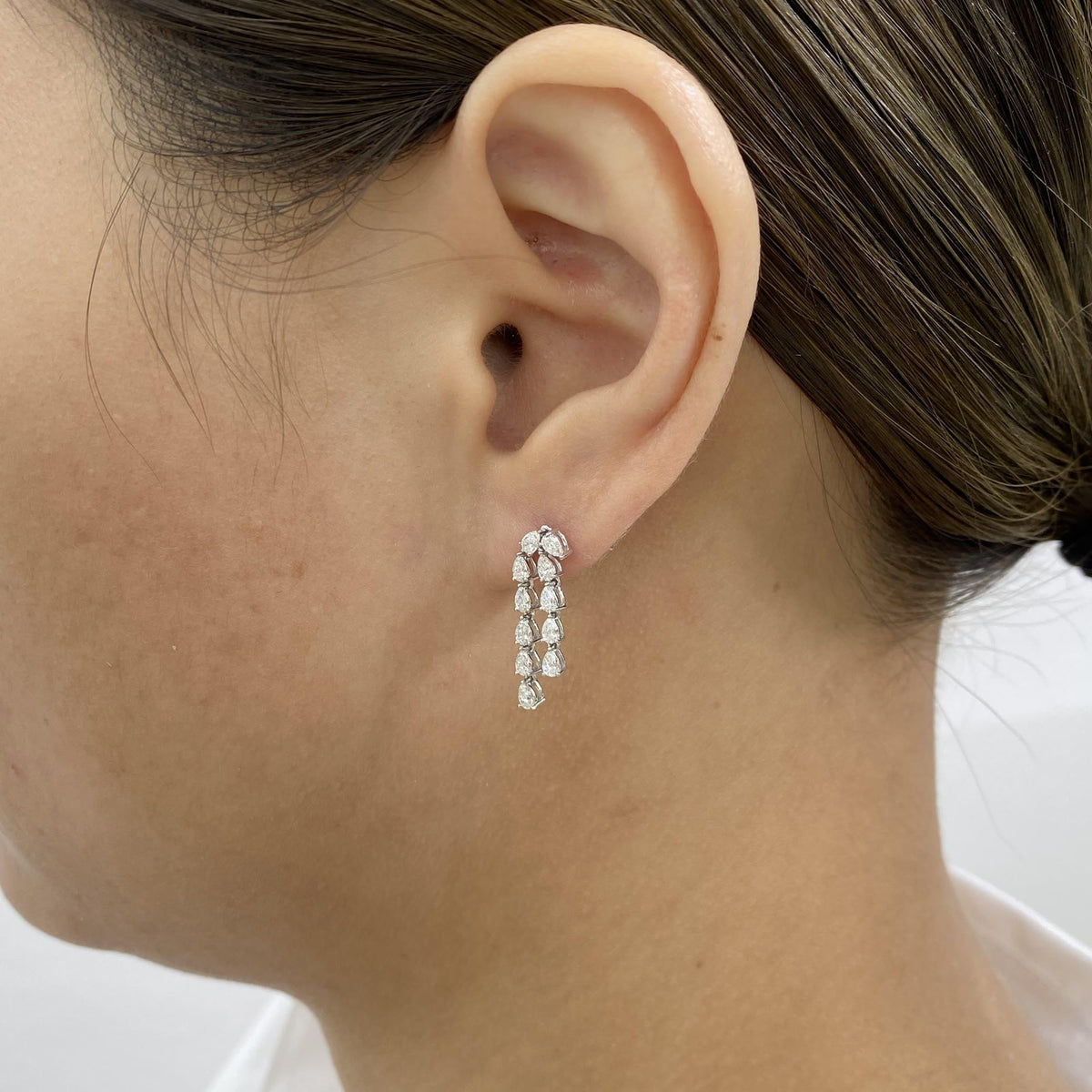 Brynn 1 Pear Lab-Grown Diamond Drop, Chain Earrings