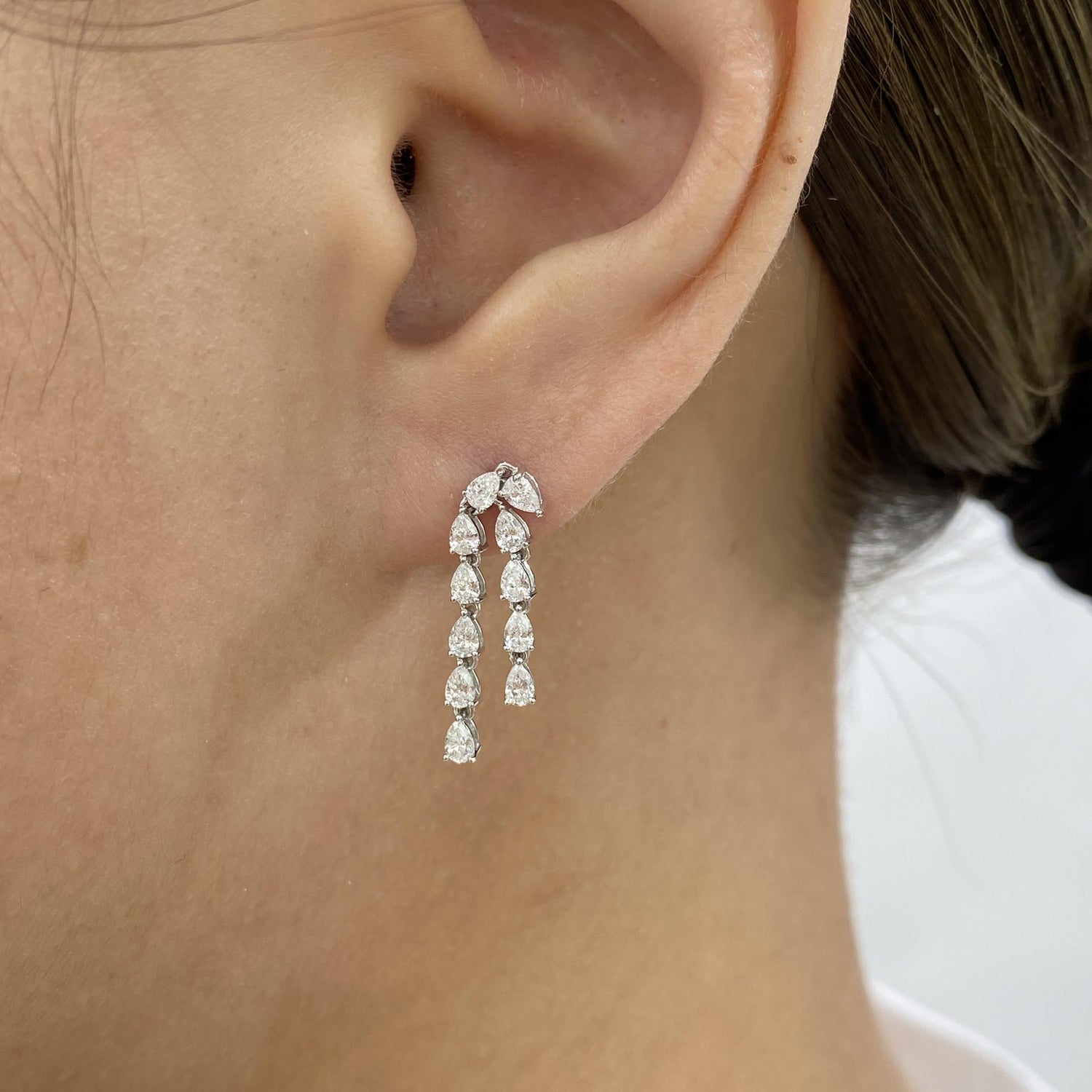 Brynn 1 Pear Lab-Grown Diamond Drop, Chain Earrings
