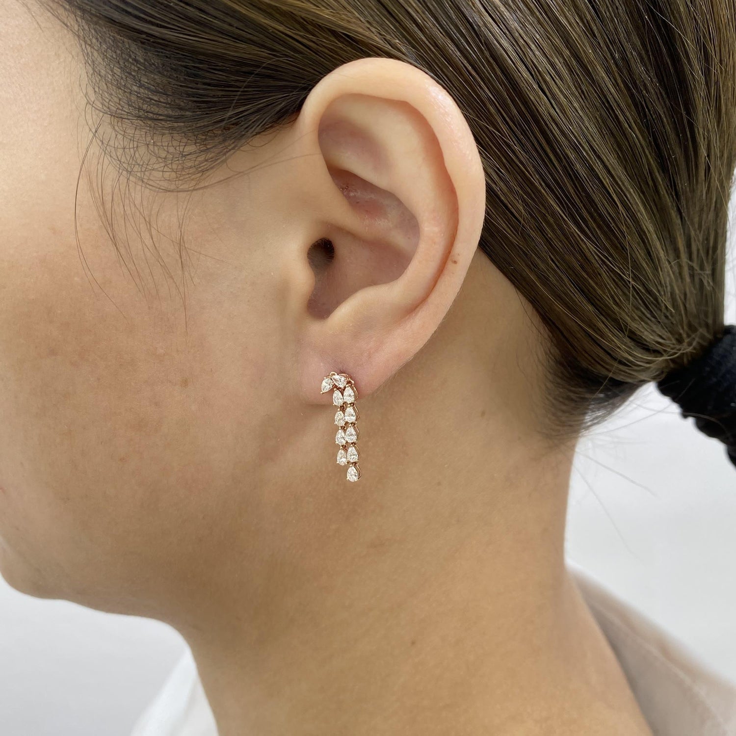 Brynn 1 Pear Lab-Grown Diamond Drop, Chain Earrings