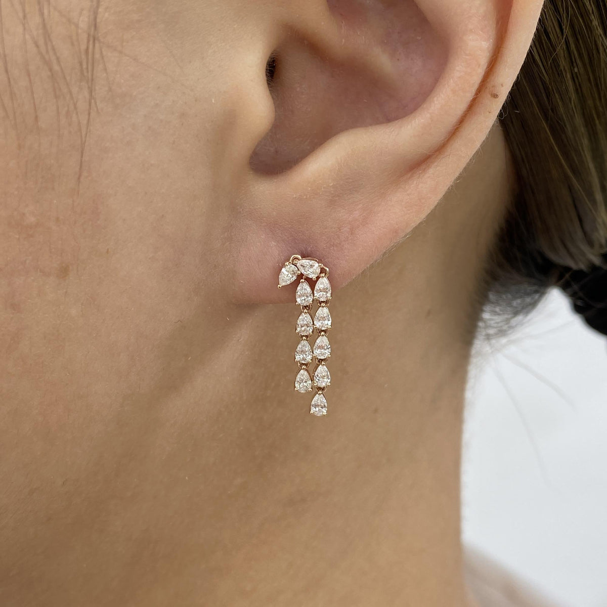 Brynn 1 Pear Lab-Grown Diamond Drop, Chain Earrings