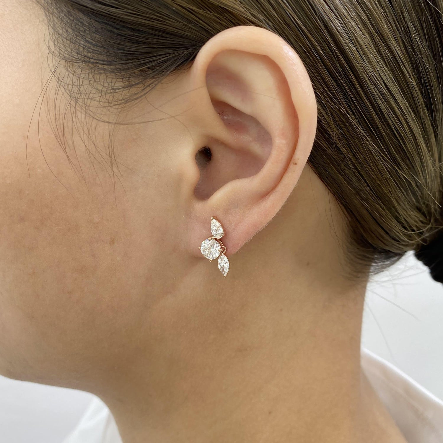 Monica 2.3 Round Lab-Grown Diamond Studs, Bouquet Earrings