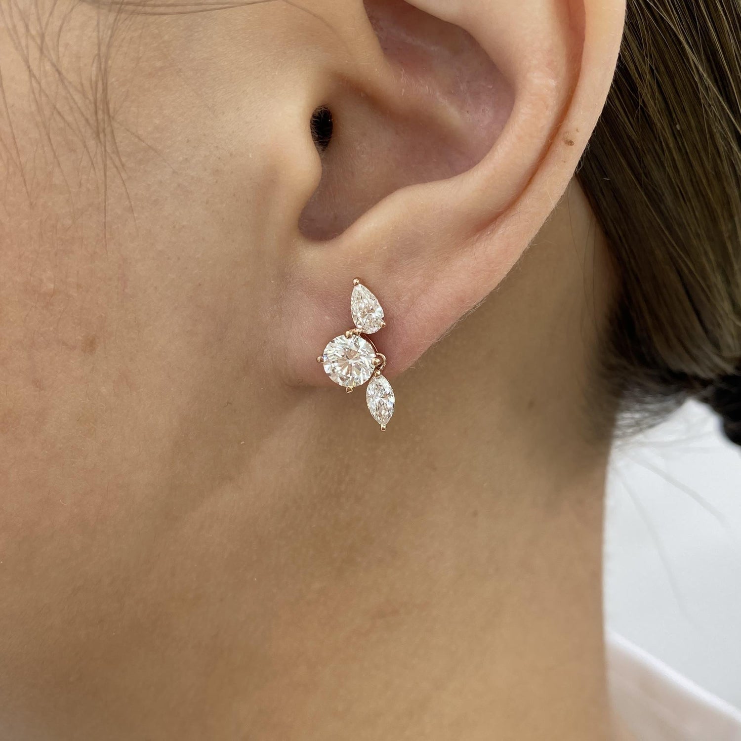 Monica 2.3 Round Lab-Grown Diamond Studs, Bouquet Earrings