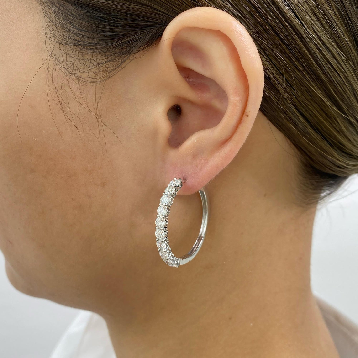 Aurora 3 Round Lab-Grown Diamond Hoop Earrings